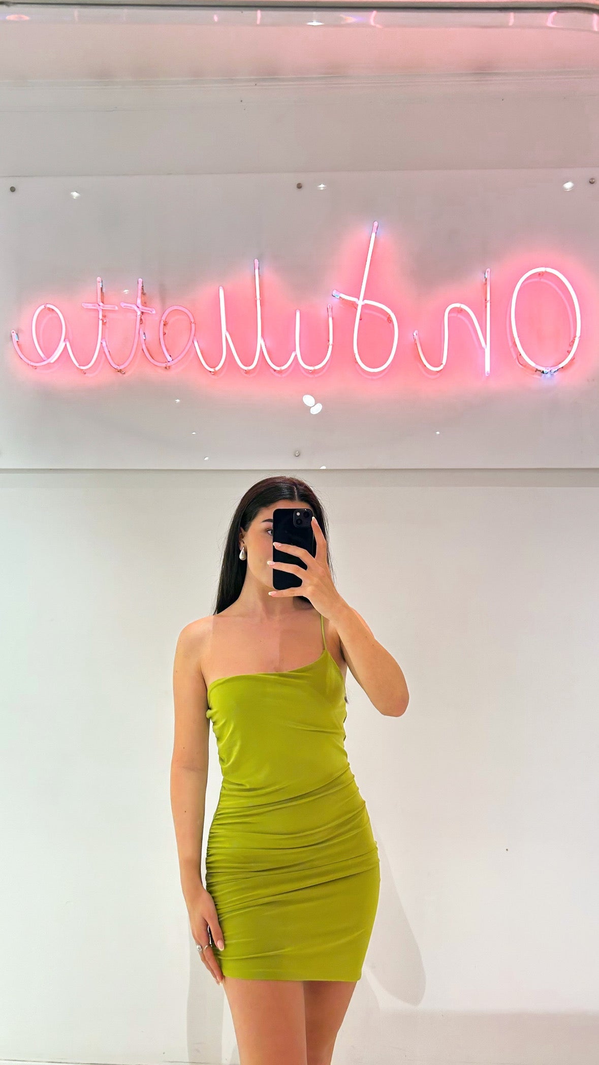 Asymmetric dress - verde oliva